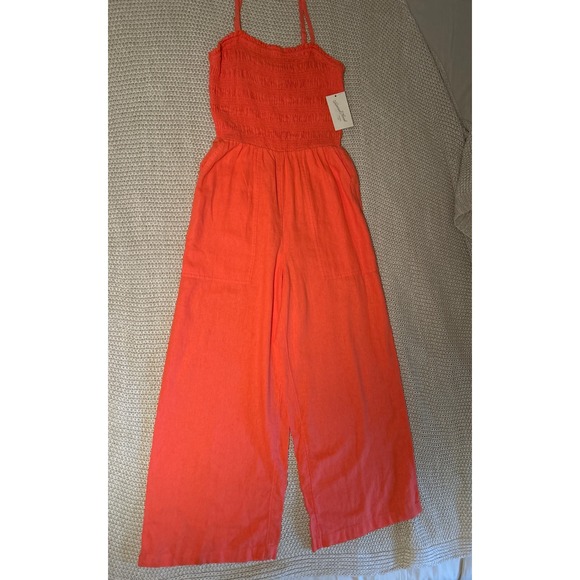 Universal Thread Coral Smocked Jumpsuit XS Sleeveless Casual Summer NWT - Picture 1 of 10